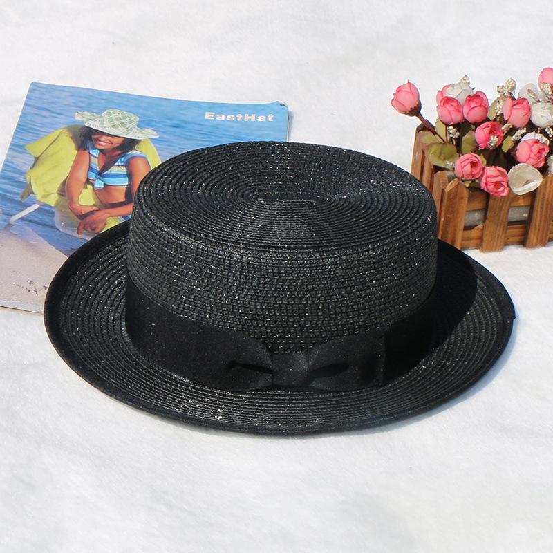 Car And Horse Lady Summer Visor Straw Top Hat Outing White Flat Top Hat Casual Millinery