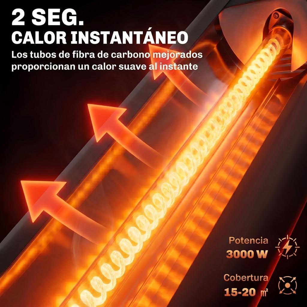 Terrace Infrared Heater 3000 W IP65 9 Heat Levels Timer 24 H Touch/Remote Control LED Display