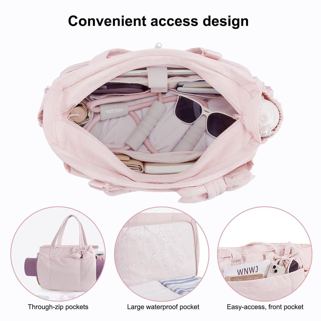 New Women's Lightweight Quilted Bow Shoulder Tote Bag