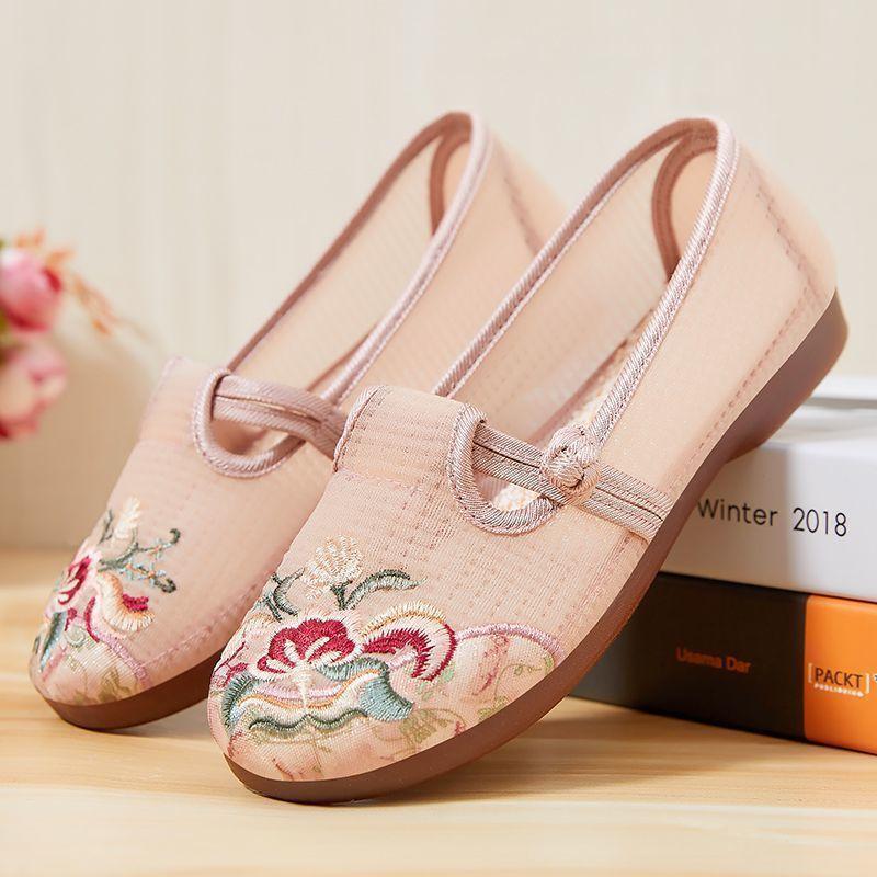 New cloth shoes flat-soled mother shoes ethnic style soft-soled comfortable embroidered shoes Hanfu shoes