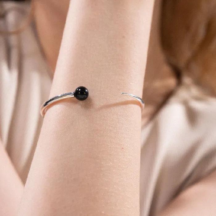 Serene Onyx Bangle Bracelet silver