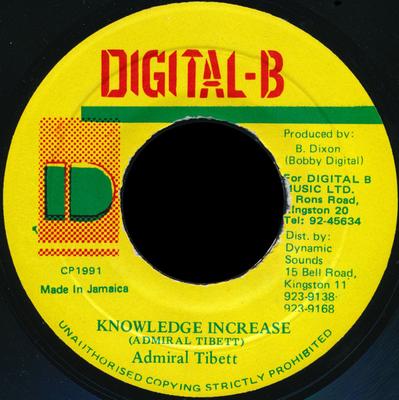 7inch Record ADMIRAL TIBET - Knowledge Increase NONE Digital-B 1991 Jamaica Reggae, Ska & Dub Used