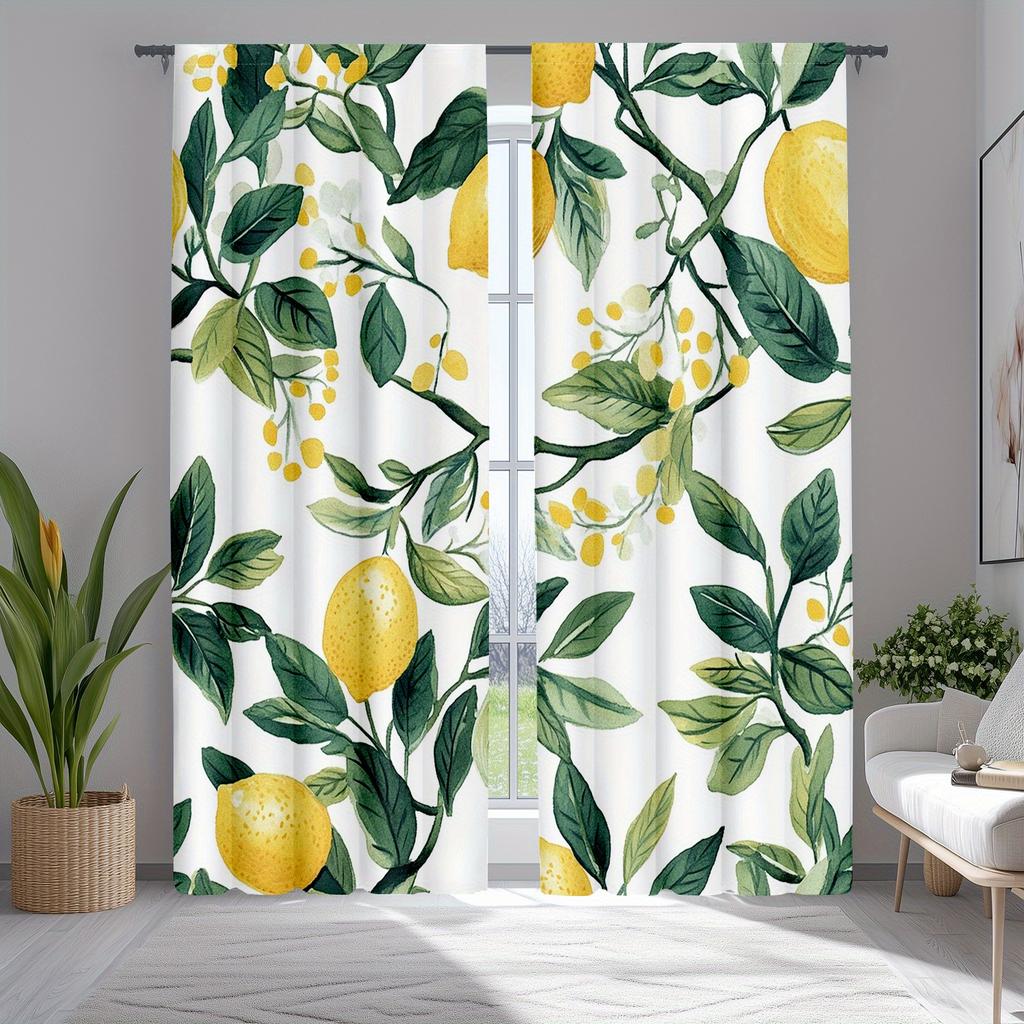 Traditional Lemon Tree Print Curtains Polyester Fabric Suitable Living Room Bedroom Curtain Made Of Washable Ready