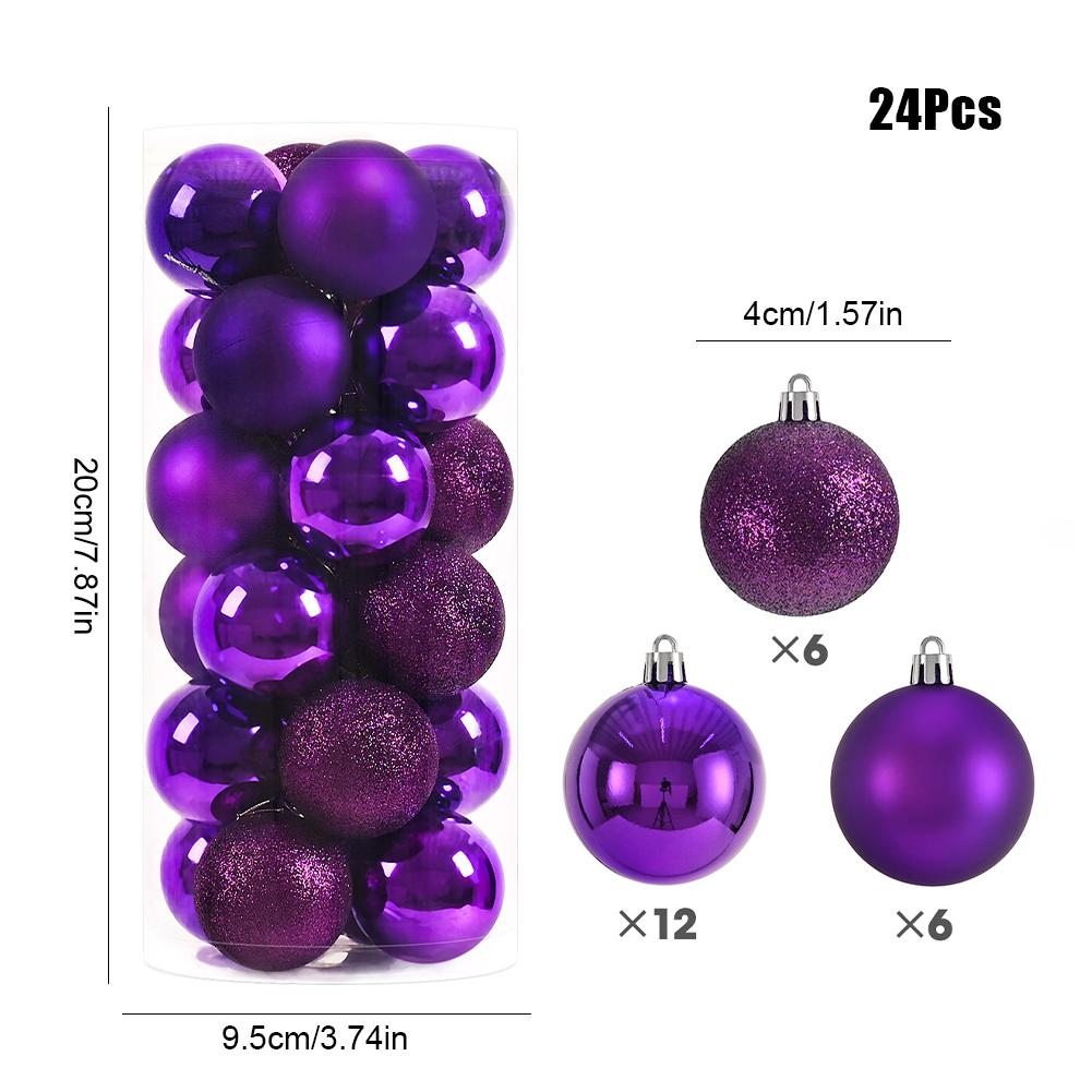 24pcs Christmas Tree Decoration 4cm Plastic Christmas Balls Sparkling Christmas Ball Xmas Tree Decoration Hanging Ornament
