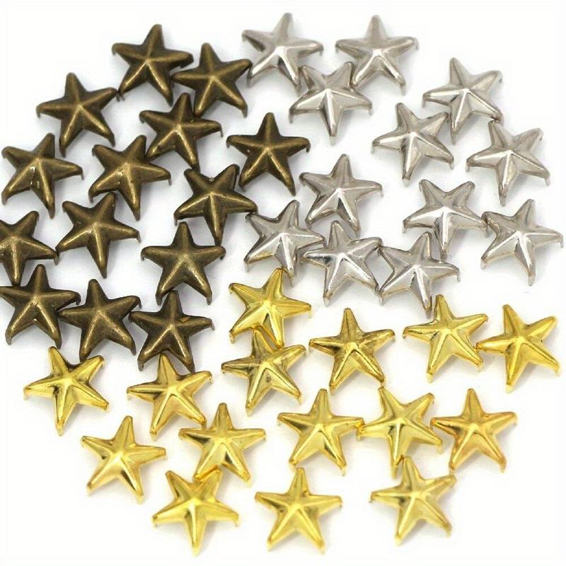 100Pcs 10MM Metal Star Rivets 5Claws Studs for Clothes Silver Gold Bronze Punk Spikes DIY Leather Crafts Accessories