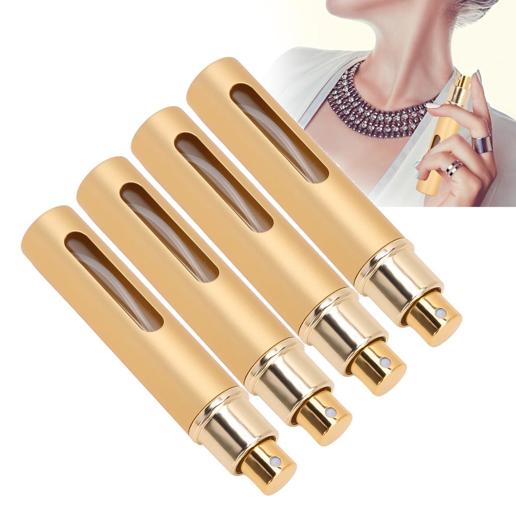 Refillable Perfume Bottle Glass Outdoor Portable Empty Spray Bottle Container 10ml x 4pcsGold