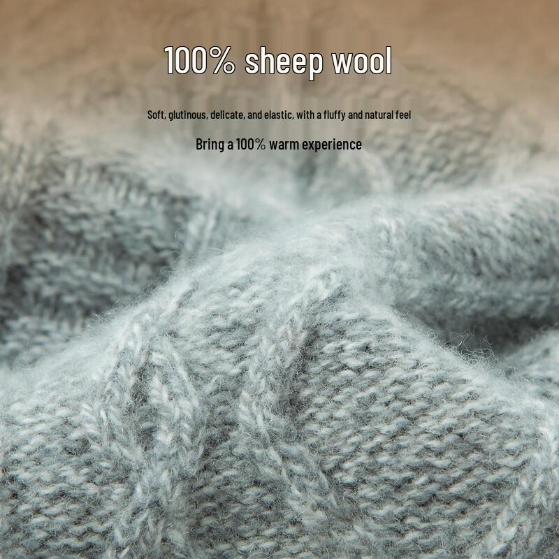 Men's 100% Merino Wool Thick Round Neck Sweater