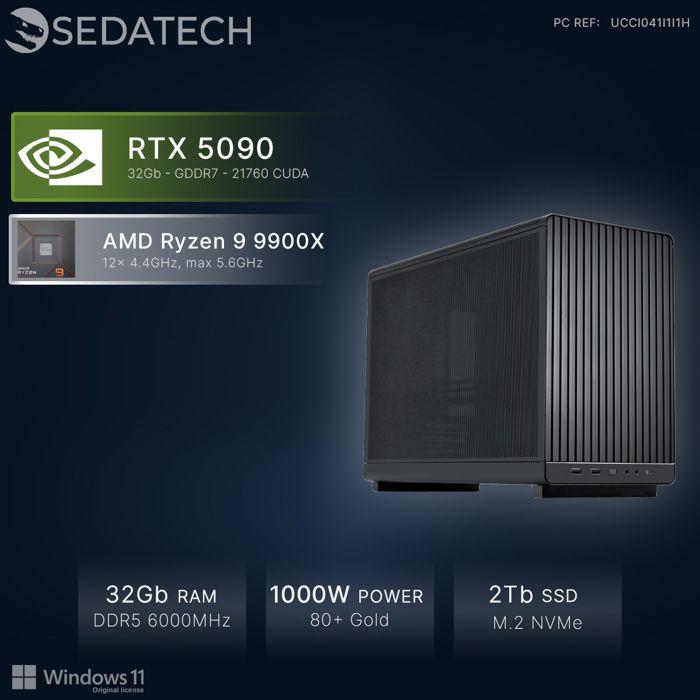 Sedatech Mini-PC Gamer Pro Micro ATX • AMD Ryzen 9 9900X • RTX5090 • 32GB DDR5 • SSD M.2 de 2TB • Windows 11