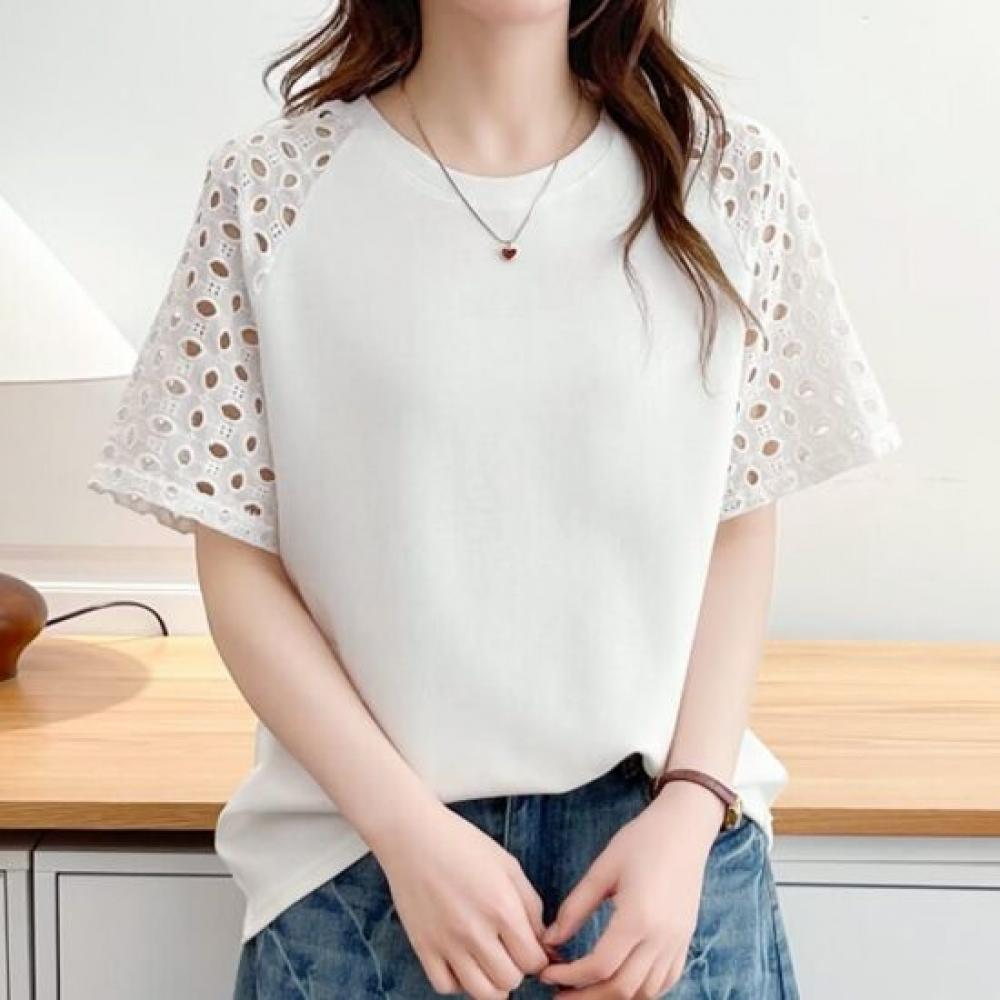 Navava Women Daily Solid Punching Sleeve ShorT Sleeve T shirT nT3322