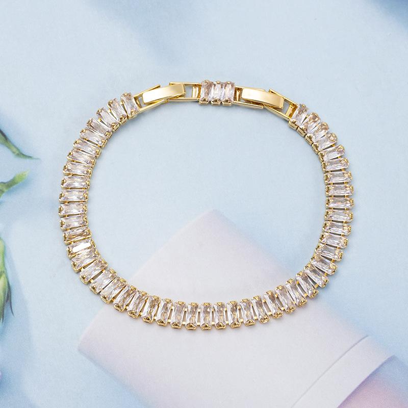 

Personalized colorful zircon diamond claw chain bracelet adorned with colorful rice beads zircon bracelet S004 золотий