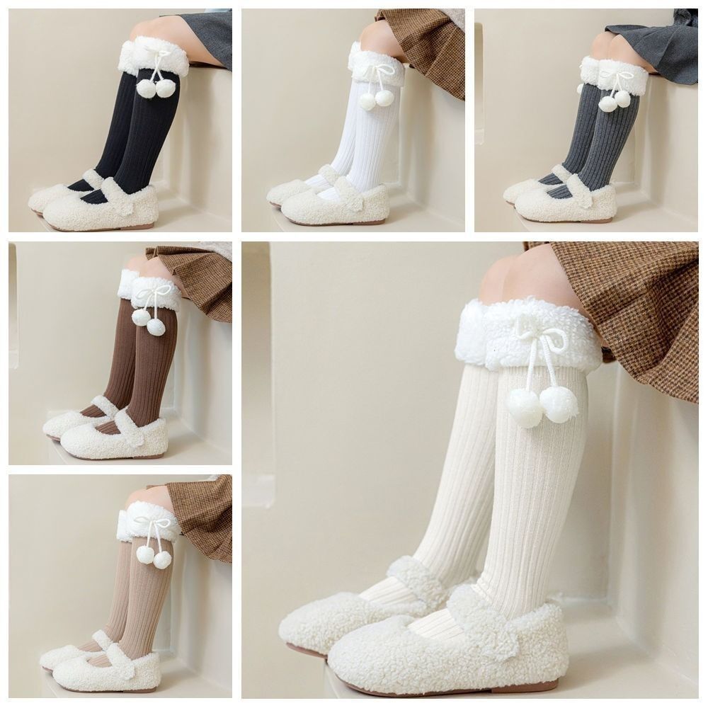 

Cotton Lamb Wool Stocking Plush Plush Ball Leg Socks NEW Long Tube Sock Autumn and Winter хакі