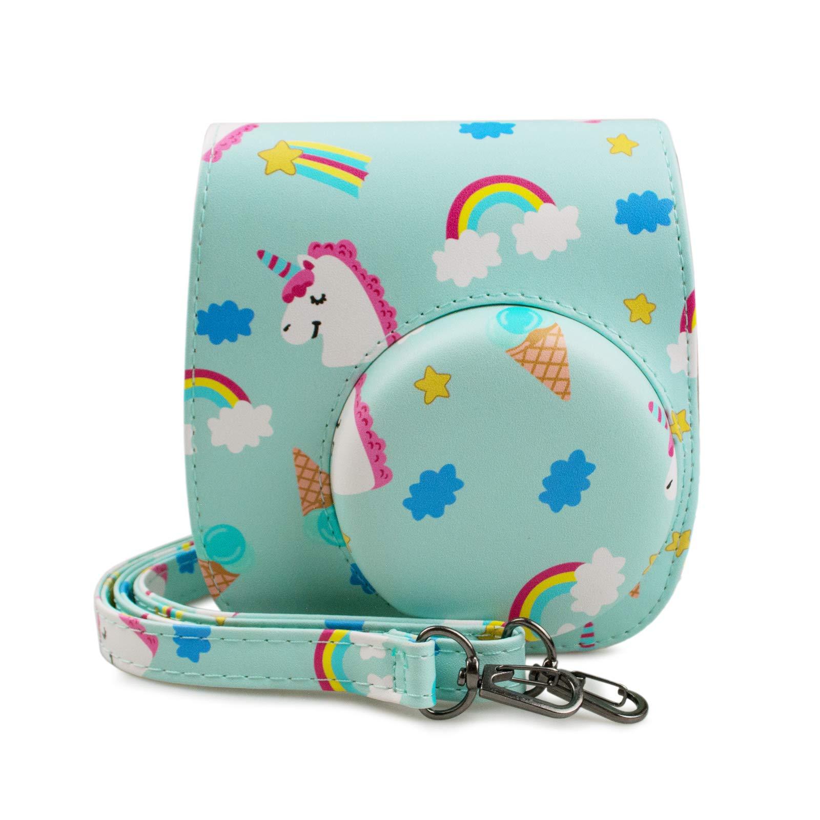 

kinokoo instax Fujifilm instax mini11 чохол чохол для камери instax mini11 захисний чохол instax з плечовим ременем чохол з PU шкіри, (блакитний єдиноріг)