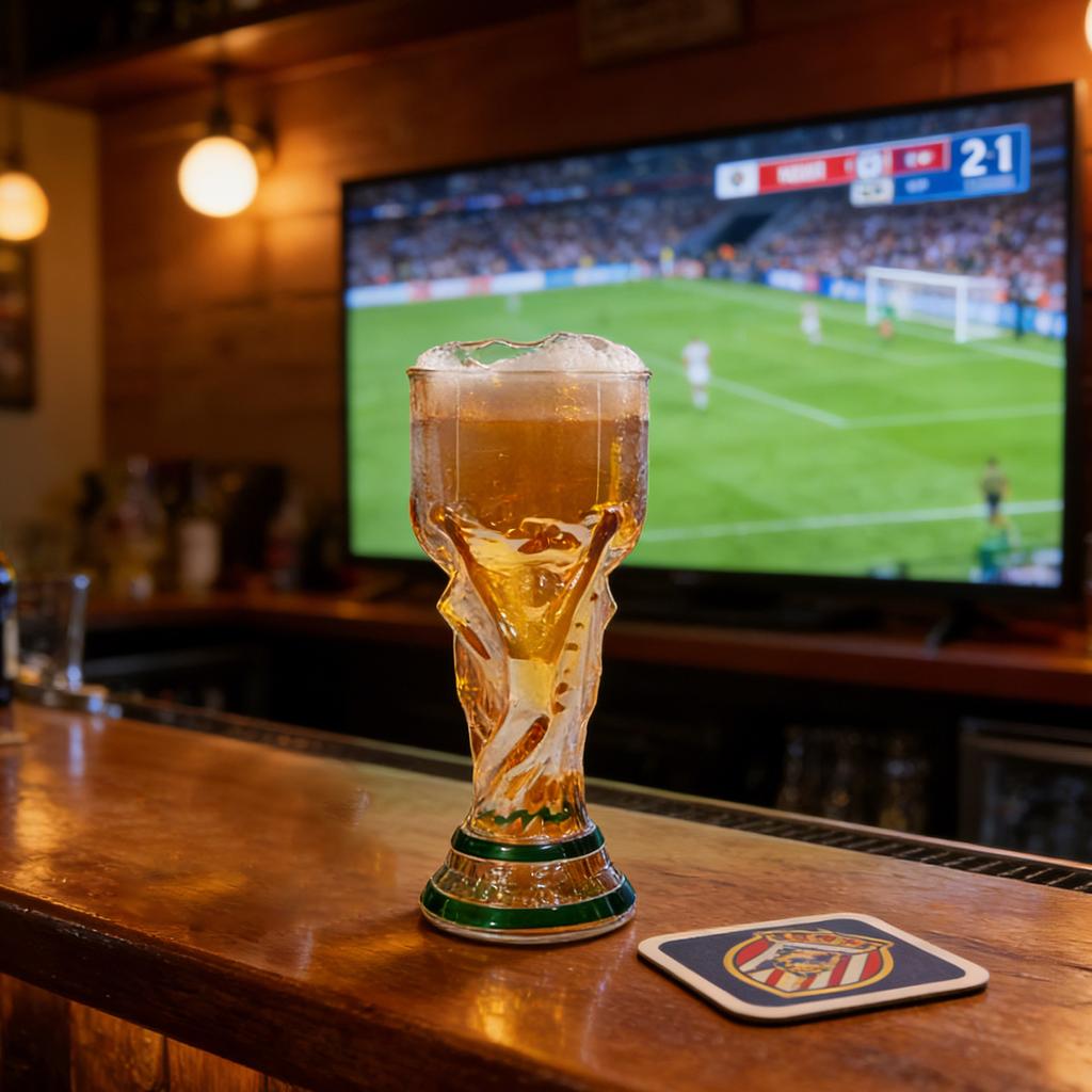 Trophy Shaped Beer Mug, Glass Thick Glass Body Sturdy Soccer Water Cup For Dads, Boyfriends, Soccer Enthusiasts For Hold Craft Beer, Ice Water, Juice