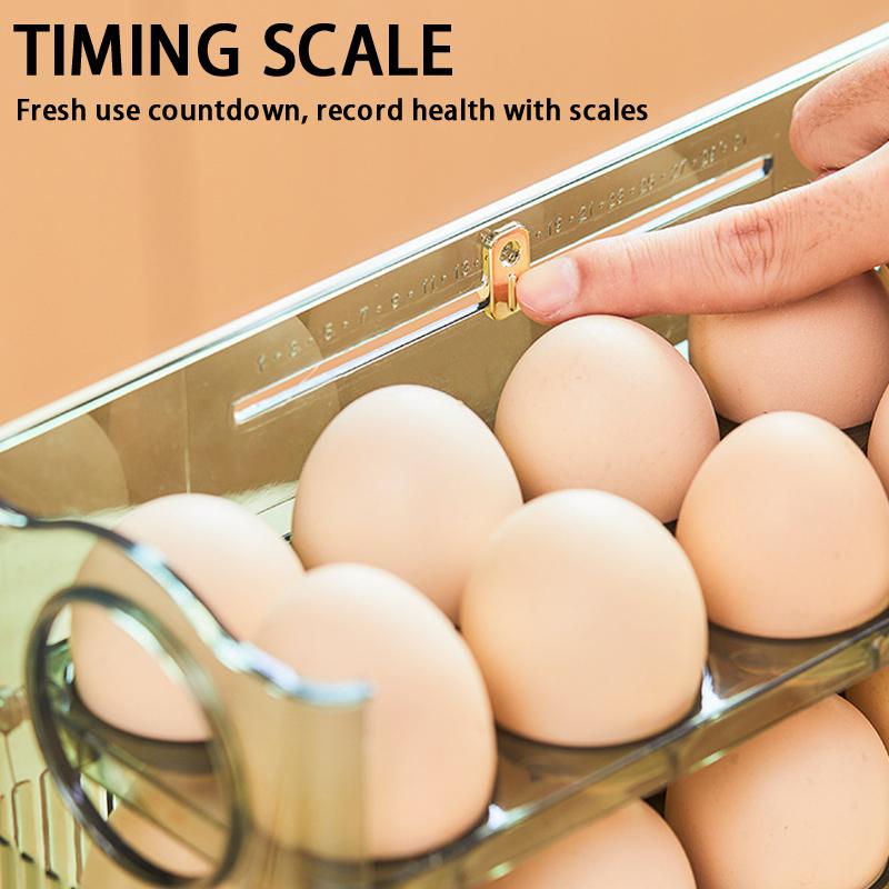 Küche Großraum Eier Kühlschrank Aufbewahrungsbox - Tragbarer Mehrschichtiger Eierablage Organizer, Automatisch Öffnender/Schließender Eierhalter