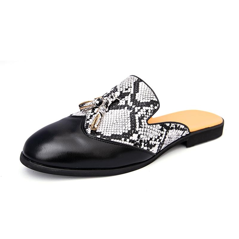 Tassel Half Shoes Men Leather Slides Men Mules Casual Shoes Fashion Half Drag Loafers Men Slippers Mocassin Homme Chaussure