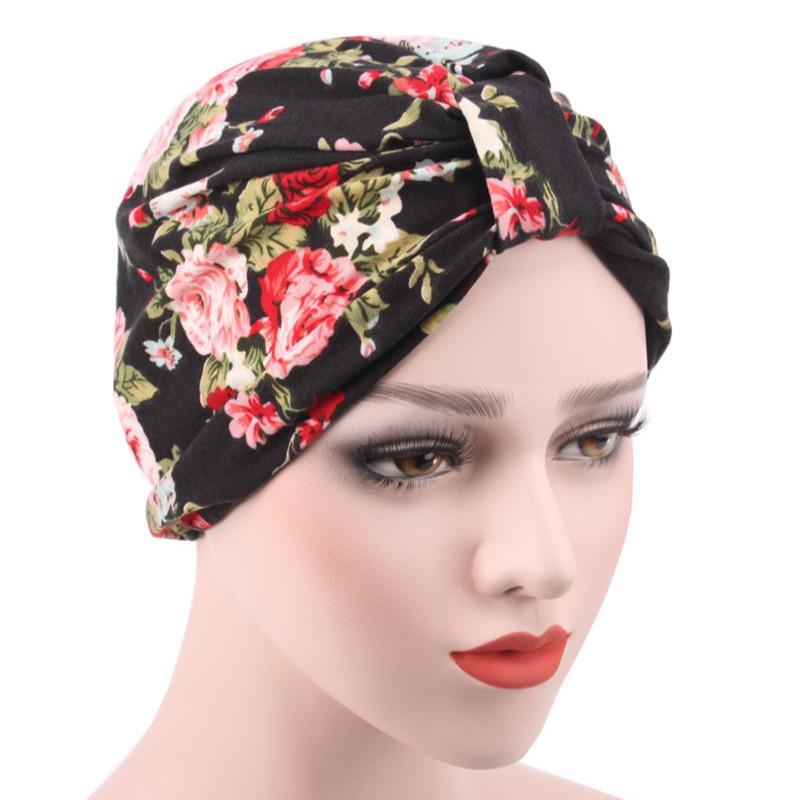 2017 Pastoral Floral Cotton Head Wrap - High Quality Postpartum Muslim Hat
