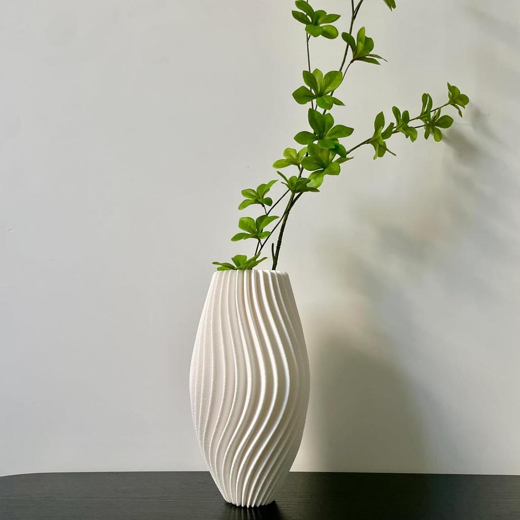 Modern Vase, White Minimalist Small Flower Holders for Pampas Grass Decor, Coffee Table & Shelf Decor, Abstract Vases for Flower Bouquet, Trendy Home