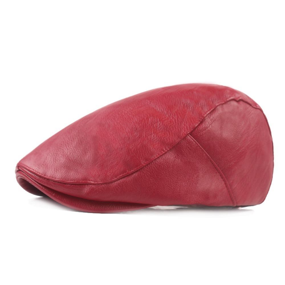 Solid Color Painter Cap PU Leather Newsboy Caps Higher Quality Beret Hat  Women Men