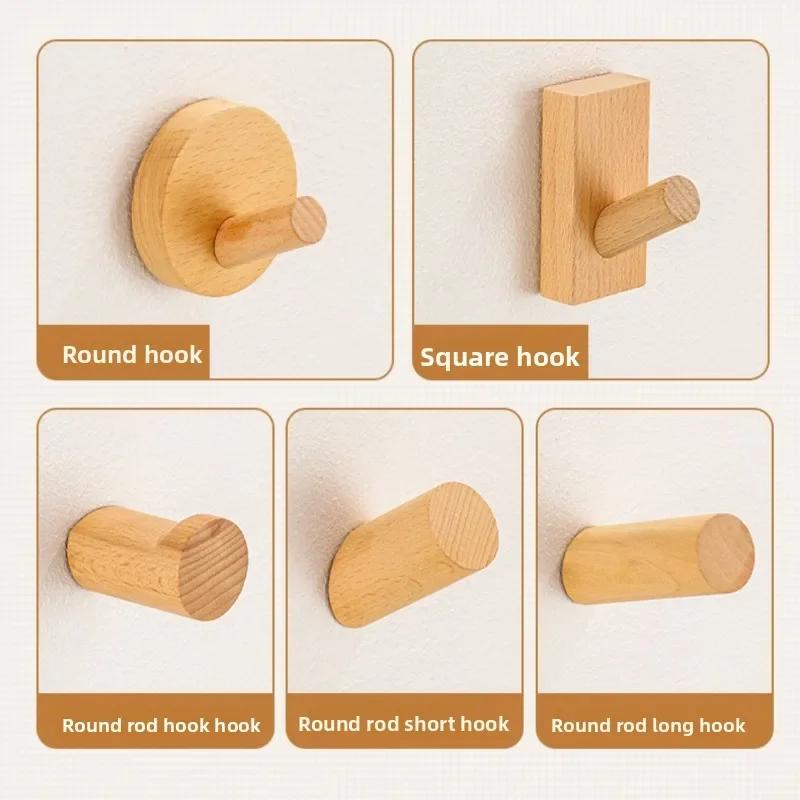 Wall-mounted coat rack, clothes wall-mounted solid wood hooks