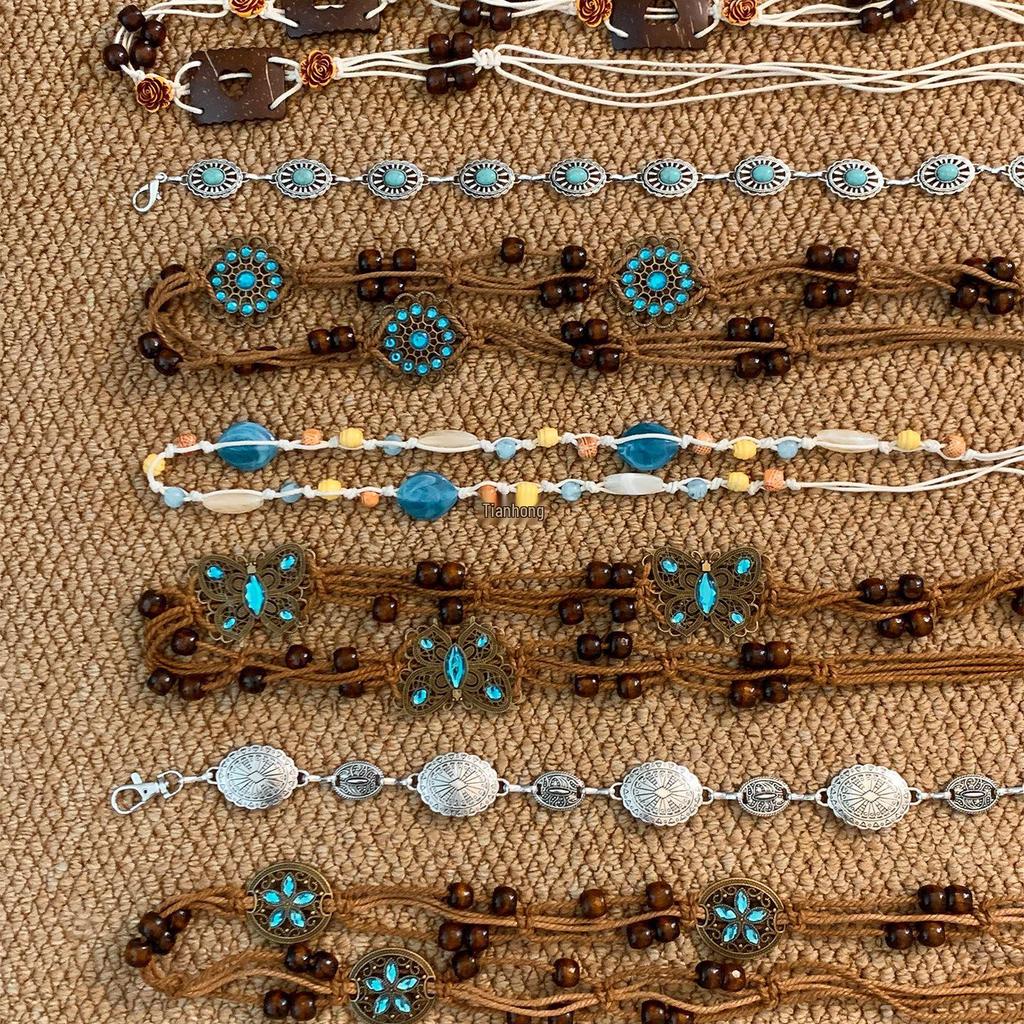 Bohemian Ethnic Waist Chain Belt for Women - Versatile Xinjiang Travel Outfit Accessory for Summer