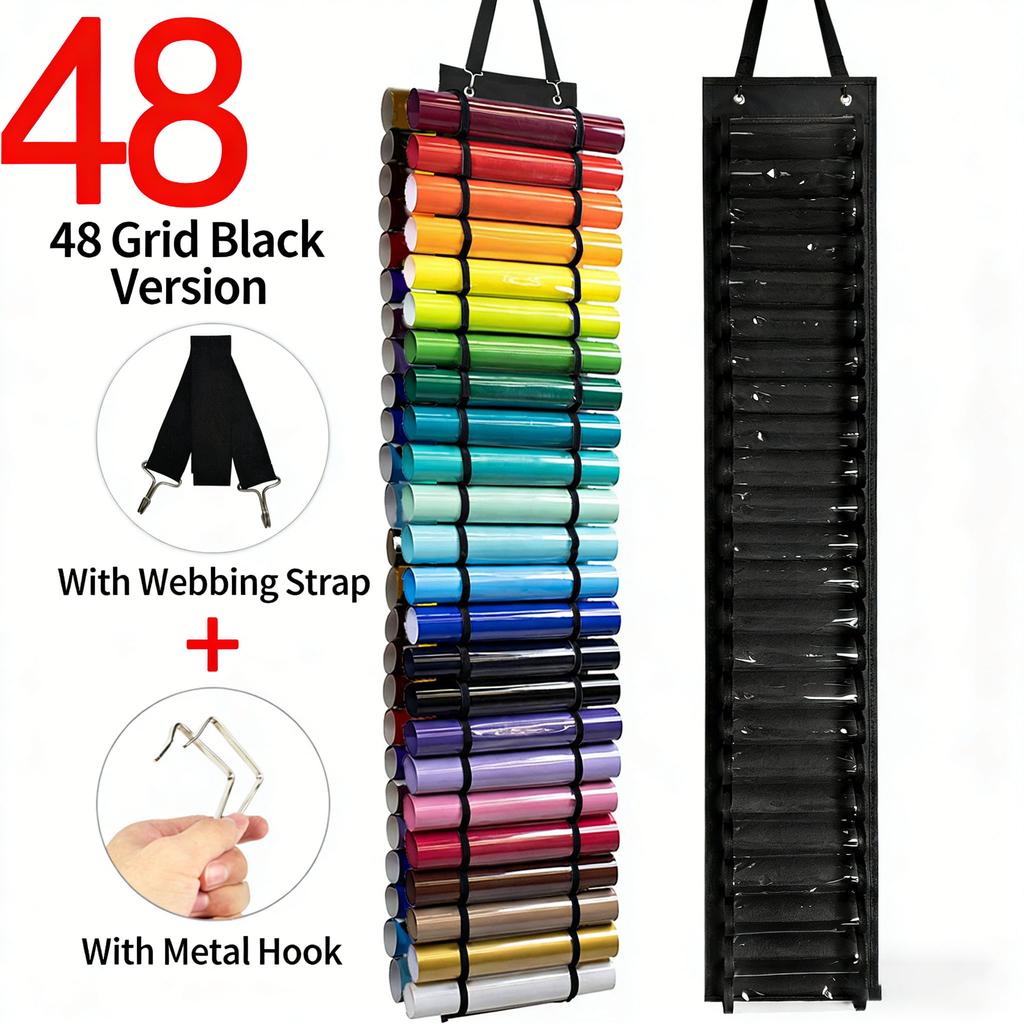 Lettering Heat Transfer Film Specific Bag, Transparent 48-Grid Fits Vinyl Roll Tubes, Hanging Storage Solution