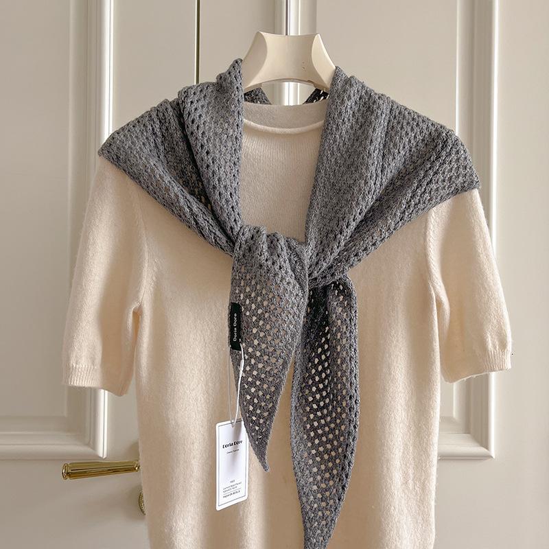 Wool Fashion Hollow Knitted Triangle Scarf Shawl With Women'S Vest Scarf High-End Skirt Waist Scarf Waist Versatile Scarves