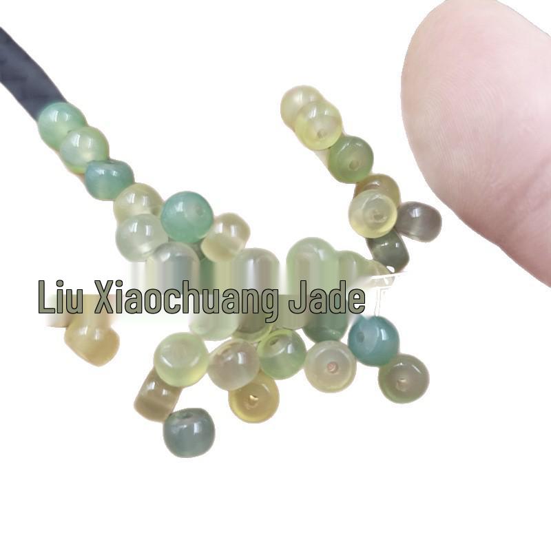 Yanyuan Agate Barrel Beads: Yellow-Green Chalcedony Jade Spacer Ornaments