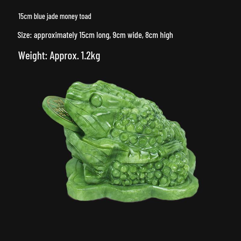 Extra Large Natural Jade Three-Legged Golden Toad Ornament - Perfect for Living Room or Shop Opening Gift.