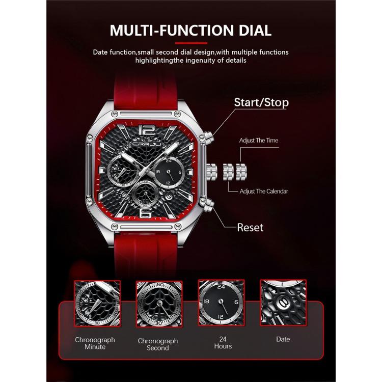 CRRJU New Watch 2311 Men's Watch Silicone Strap Six Pin Business Watch Casual Boys