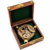 11.43 Cm Brass Sundial Compass with Wooden Box, Marine Compass, Steampunk Navigation Gift, Antique Brass Collectible