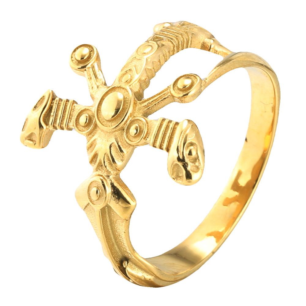 

Spring 2026 New 304 Stainless Steel Polished Ring Fashion Commuter European and American Alphabet Ring Daily Party Gifts No. 7 золотой