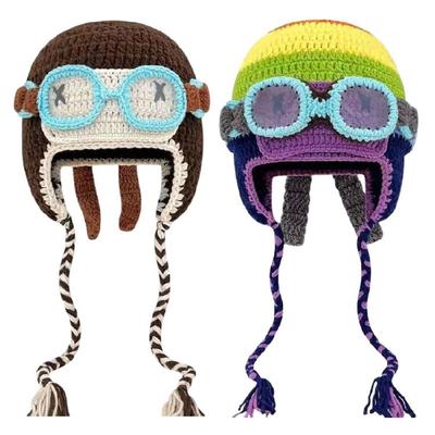 Soft Stretchable Knitted Helmet Hat Whimsical Pattern Unisex For Outdoor Indoor