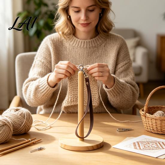 Yarn Ball Winder for Travel Wooden Wrist Holder Portable Smooth Rotation Dispenser Knitting Accessory Hands Free Rack And Crocheting Supplies