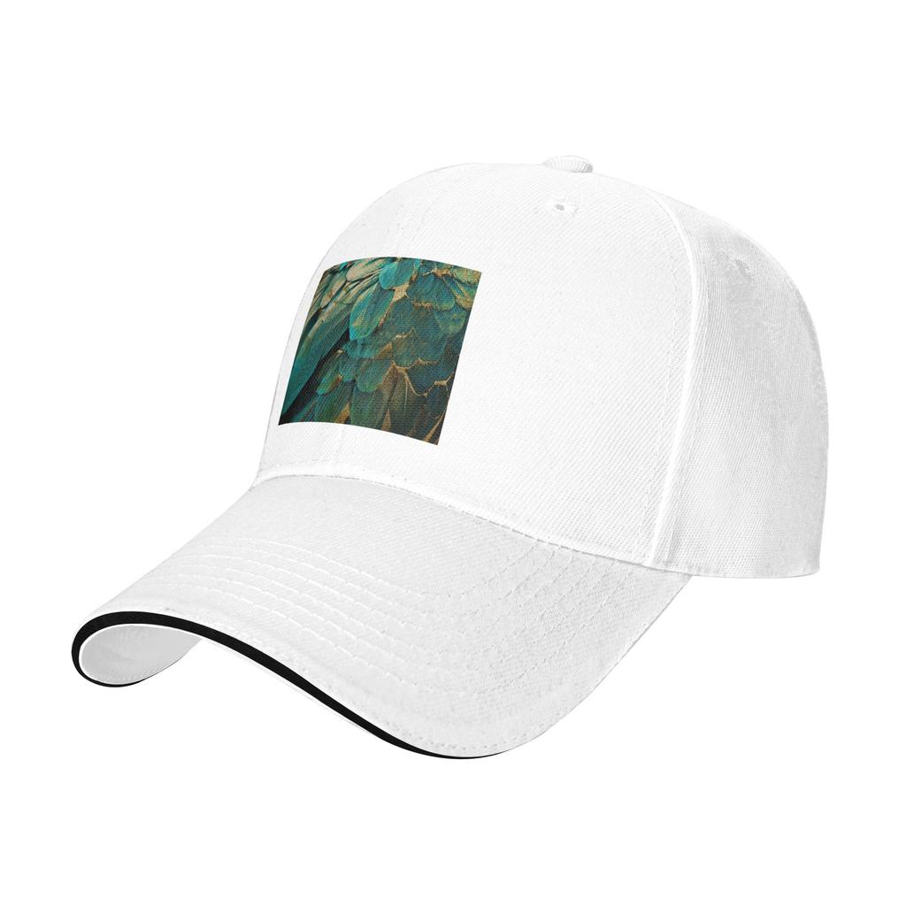 Feather Glitter Teal and Gold Cap Casual Baseball Caps Adjustable Hat Hip Hop Summer Unisex Baseball Hats Customizable