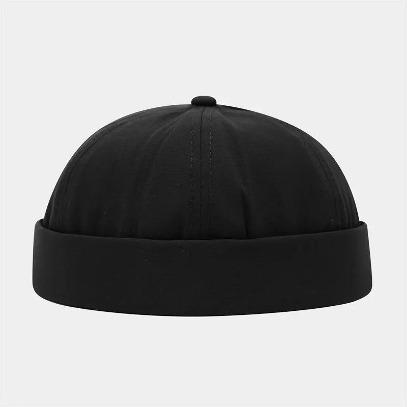 

Spring and Summer Cotton Solid Docker Cap Brimless Hat Skullies Beanie Hats Landlord Sailor Cap Men and Women 39 56-60cm wear чорний