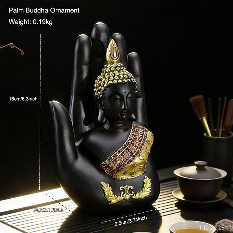 1 Pc Creative Palm Buddha Ornament Zen Home Buddha Statue Shakyamuni Buddha Head Decoration Resin Crafts Gift for Family