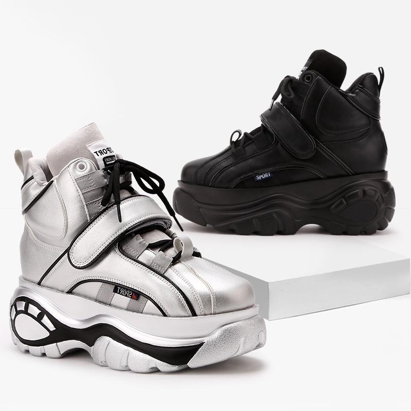 Autumn New Sports Women's Shoes Trendy Dad Shoes Inner Height Increase Casual High-top Wedge Heel Platform Shoes