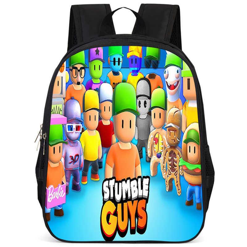 Stylish Stumble Guys Game Print Backpack Durable Oxford Cloth School Bag For Kids