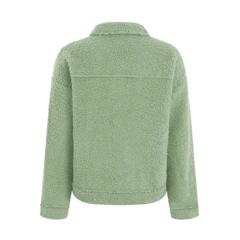 Women Autumn Winter Solid Color Lapel Lamb Wool Jacket Casual Coat