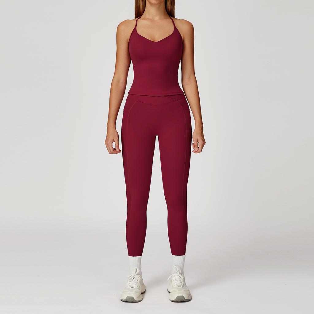 JYL Naked Fashion Yoga Set Cross Back Quick Dry Running Outfit