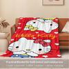 For Hello Kitty, Bow, HeartsAnime-Themed Flannel Blanket, Glam Style, Digital Print, All-Season Comfort, Tear-Resistant, Knitted Craftsmansh