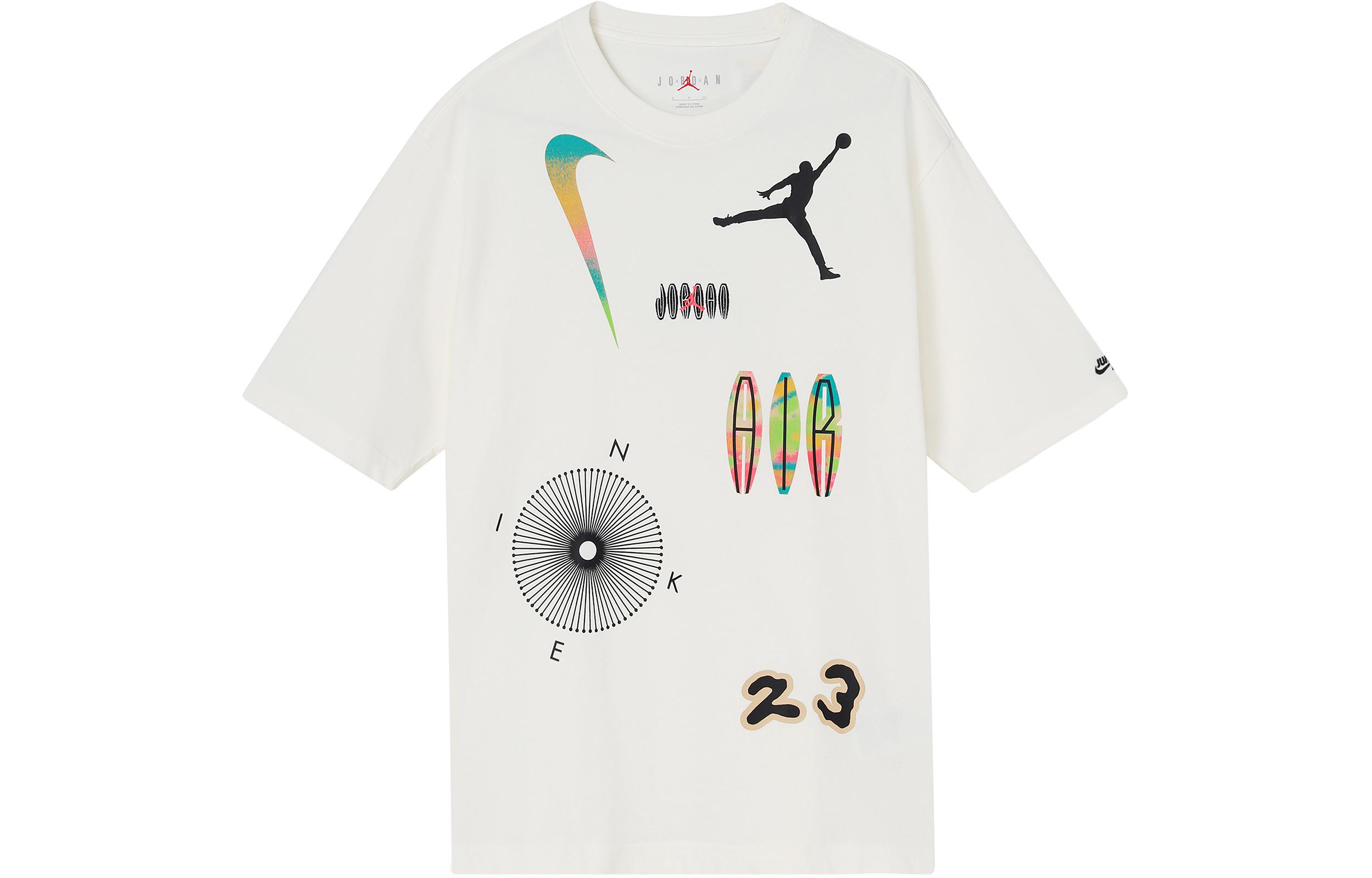 Jordan T Shirts Men s White Crew Neck Moderate Straight Fit DQ7363-133 XXL