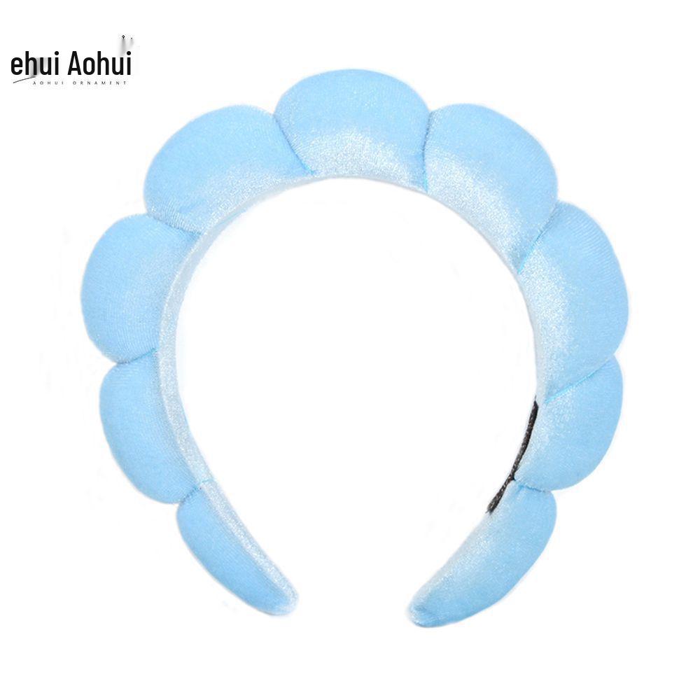 Gold Velvet Spa Headband & Wristband Set for Face Washing & Makeup