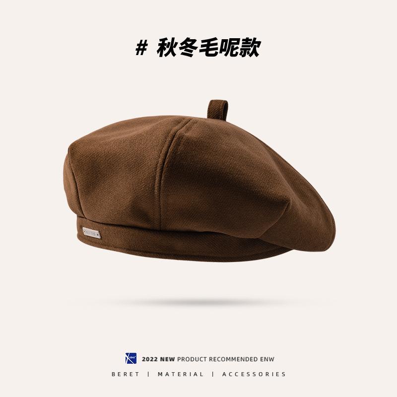 Black beret women's autumn and winter woolen spring and autumn bud hat shows small ins Internet celebrity painter hat tide