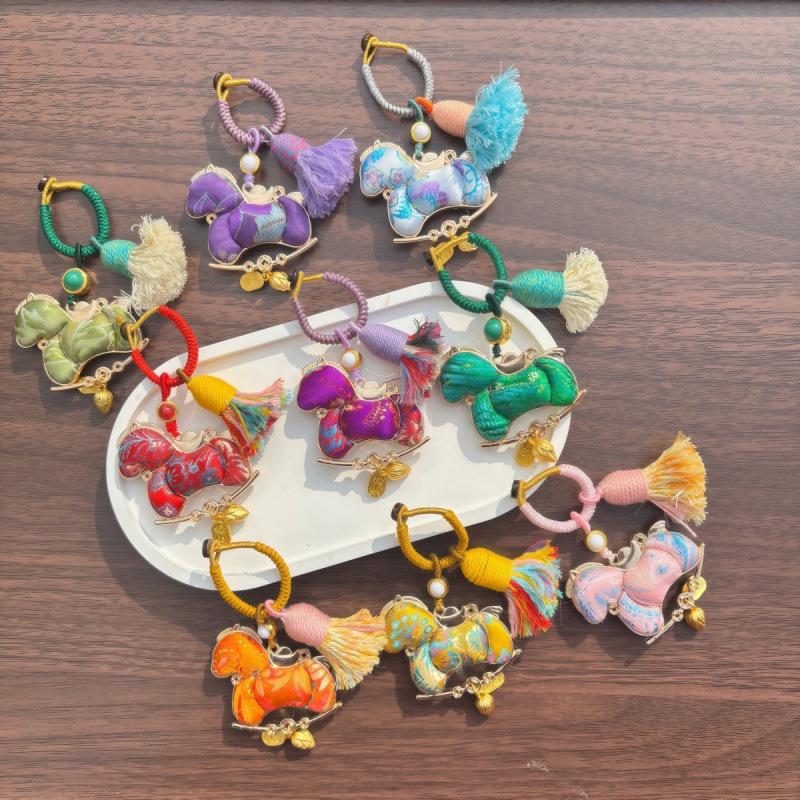 Pure Handmade Song Brocade Horse Pendant Charm – Double-Sided Fortune & Prosperity Tassel Ornament