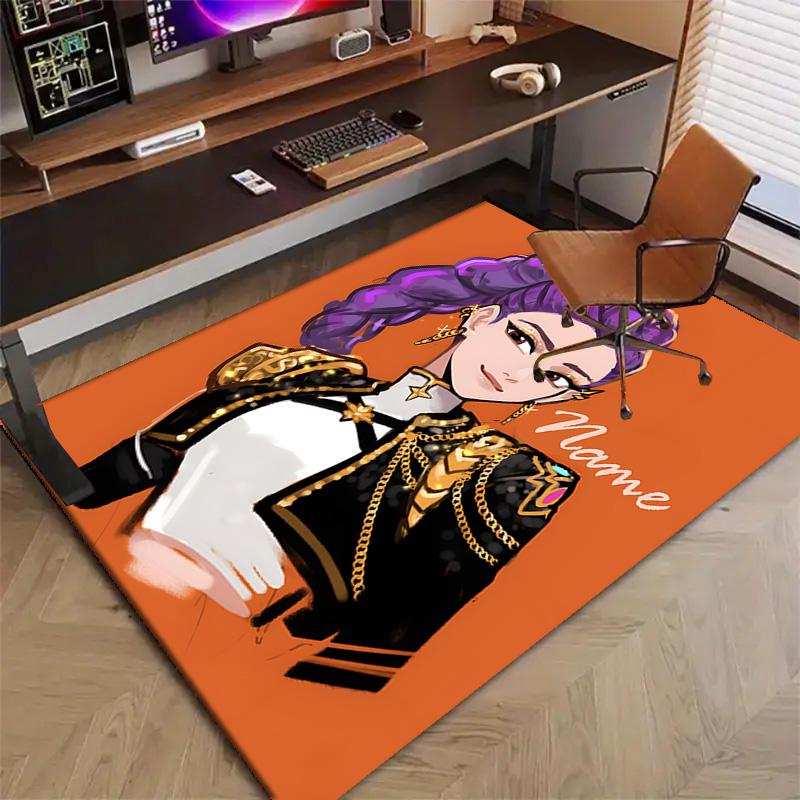 Custom KPop Demon Hunters Mat Personalized Name, Polyester Washable Indoor Entryway Rug, Gift for Christmas, Easter, Thanksgiving Day