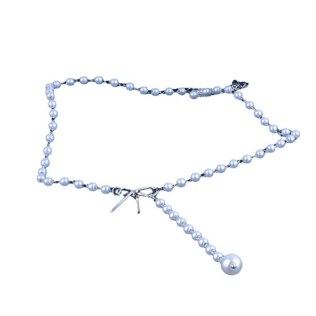 Elegant Alloy Bow and Pearl Tassel Necklace for Women