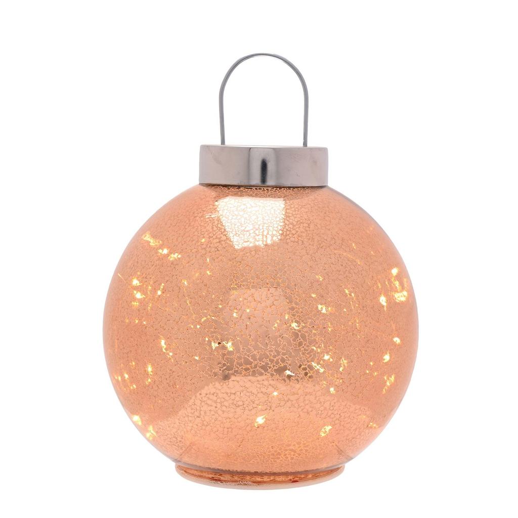 Rose Champagne Mercury Glass LED Fairy Light Bauble Ornament - 20cm