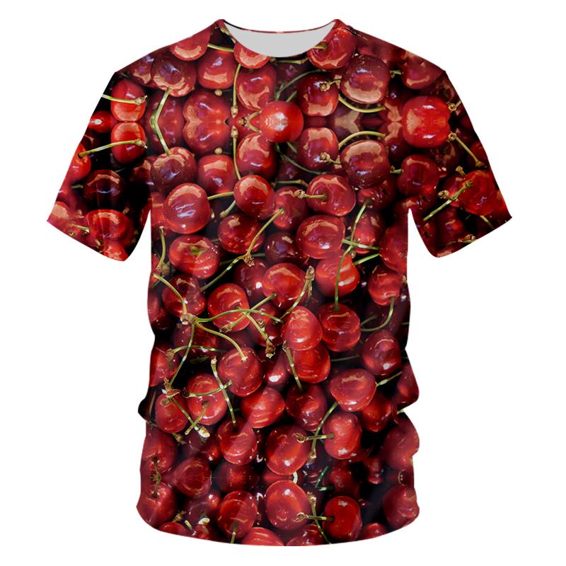 Fruit Cherry 3d Printed T-shirt Men Women Summer Short Sleeve T-Shirt Fashionable Comfortable Casual Breathable O-Neck T-Shirts
