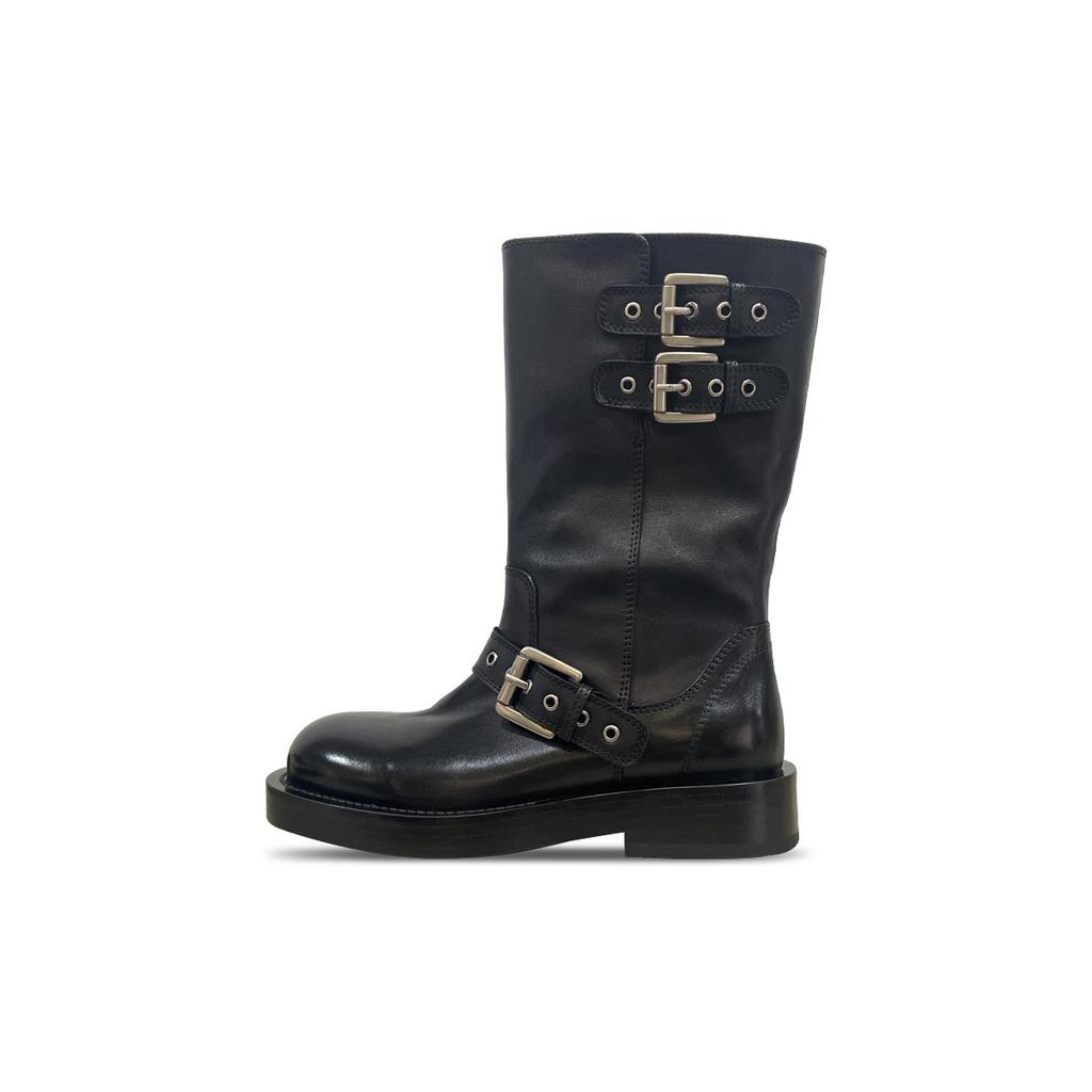 Sheepskin version~ 2025 new thin buckle short boots women's spring and autumn thick-soled thin boots leather versatile knight boots
